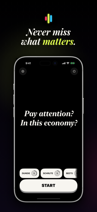 DRFT iPhone home screen with wake word chips and START button